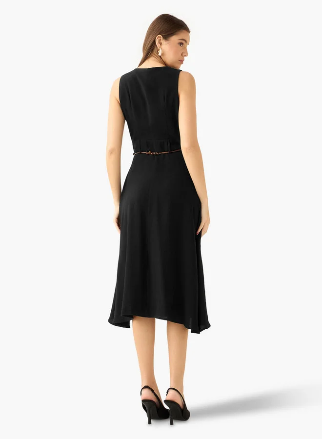 Splash FAV  Midi Shirt Dress with Belt for Women | Best Price UAE